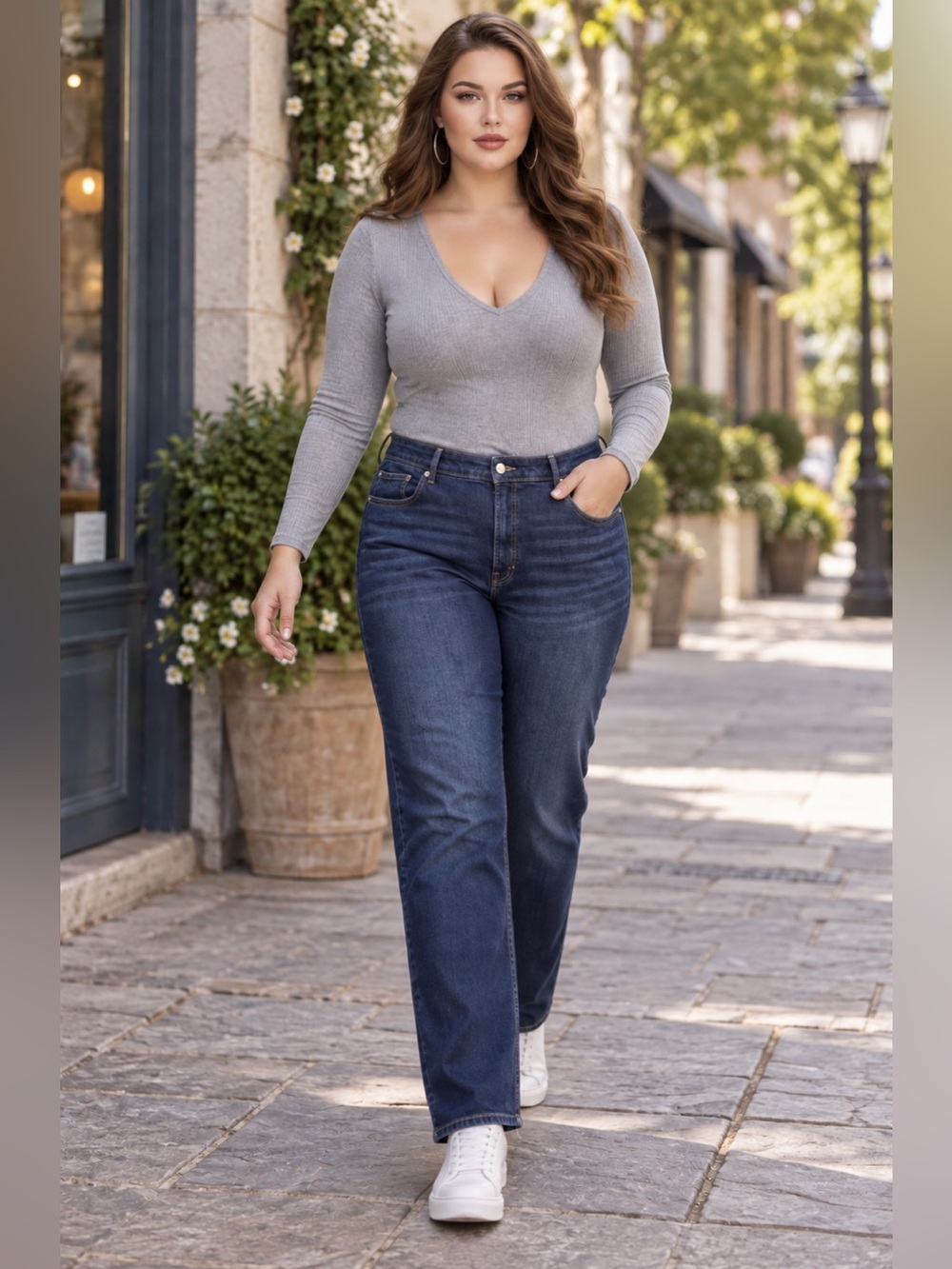 NWOT$158 SPANX Jeans Plus Sz 26 42x27” Stretch Straight High Rise 90s Blue Denim